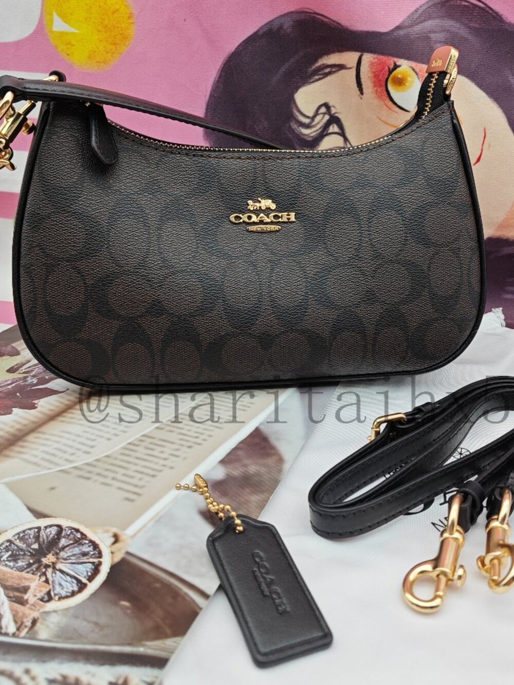 ✨✨coach Teri Shoulder Bag In Signature Canvas black